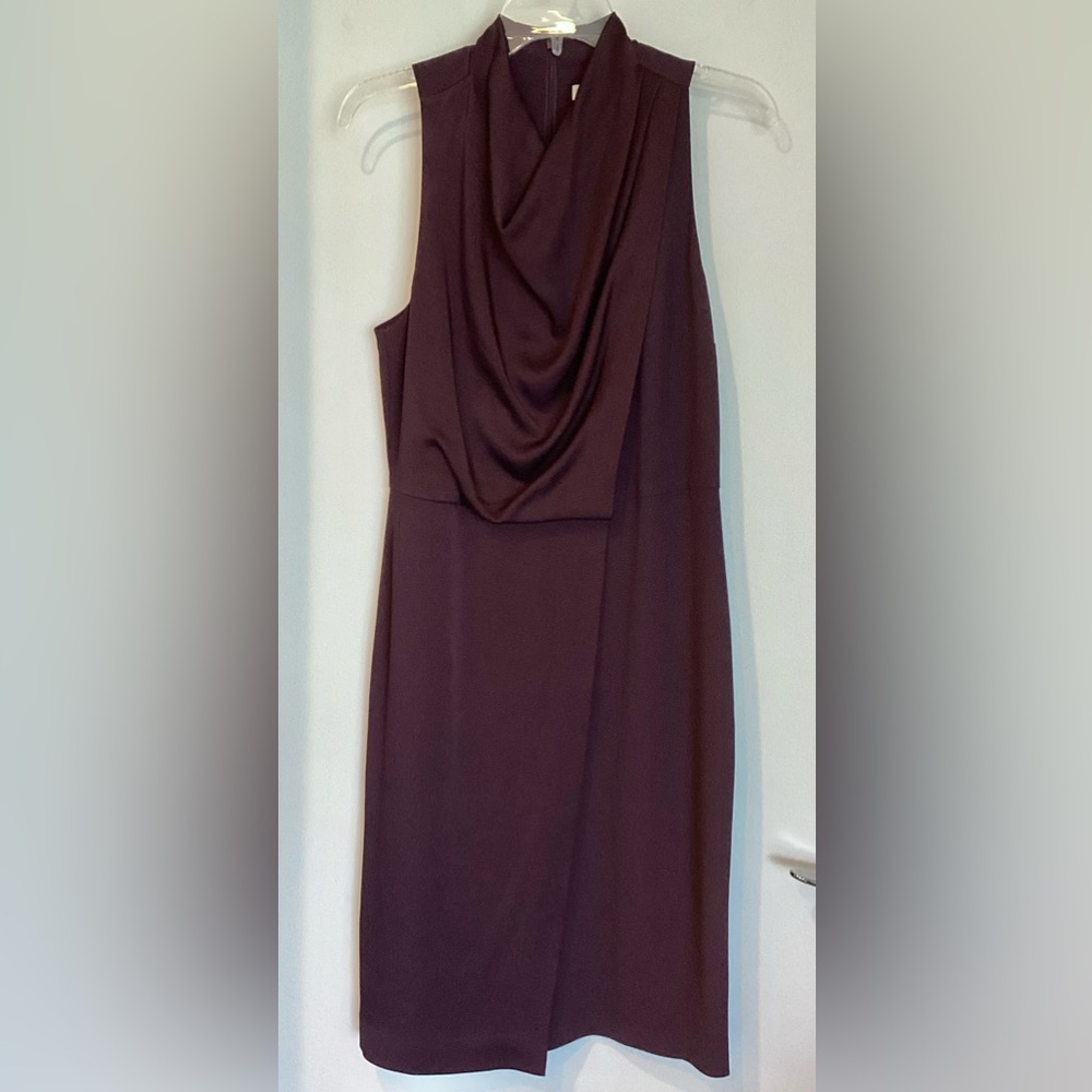 HALSTON Assymetrical Plum Sleeveless Office to Cocktail Dress Sz 8